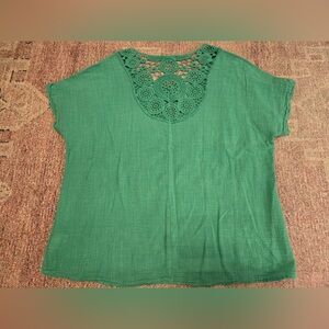 M Made in Italy cotton crochet boxy blouse size large